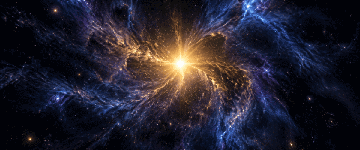 A single point of light emerging from cosmic darkness