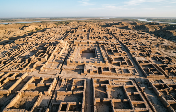 Aerial view of Harappan ruins at Mohenjo-daro — archaeologicalevidence challenging Aryan Invasion Theory