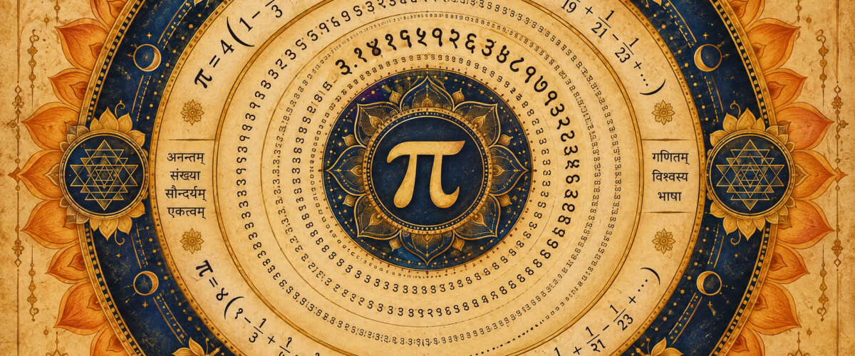 Infinite series and pi calculation in Kerala School of Mathematics – Sanskrit mathematical notation in sacred geometry style