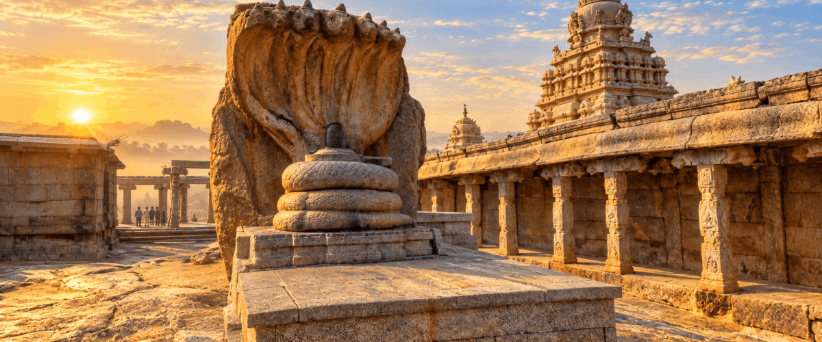 Aerial drone view of Veerabhadra temple at Lepakshi, home of the famous Lepakshi hanging pillar